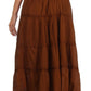 Sakkas Solid Embroidered Crochet Lace Trim Gypsy Bohemian Mid Length Cotton Skirt