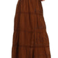 Sakkas Solid Embroidered Crochet Lace Trim Gypsy Bohemian Mid Length Cotton Skirt