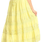 Sakkas Solid Embroidered Crochet Lace Trim Gypsy Bohemian Mid Length Cotton Skirt