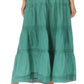 Sakkas Solid Embroidered Crochet Lace Trim Gypsy Bohemian Mid Length Cotton Skirt