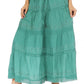 Sakkas Solid Embroidered Crochet Lace Trim Gypsy Bohemian Mid Length Cotton Skirt