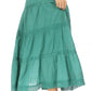 Sakkas Solid Embroidered Crochet Lace Trim Gypsy Bohemian Mid Length Cotton Skirt