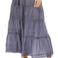 Sakkas Solid Embroidered Crochet Lace Trim Gypsy Bohemian Mid Length Cotton Skirt