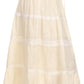 Sakkas Solid Embroidered Crochet Lace Trim Gypsy Bohemian Mid Length Cotton Skirt