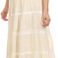 Sakkas Solid Embroidered Crochet Lace Trim Gypsy Bohemian Mid Length Cotton Skirt