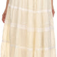 Sakkas Solid Embroidered Crochet Lace Trim Gypsy Bohemian Mid Length Cotton Skirt