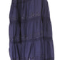Sakkas Solid Embroidered Crochet Lace Trim Gypsy Bohemian Mid Length Cotton Skirt