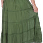 Sakkas Solid Embroidered Crochet Lace Trim Gypsy Bohemian Mid Length Cotton Skirt