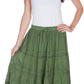 Sakkas Solid Embroidered Crochet Lace Trim Gypsy Bohemian Mid Length Cotton Skirt