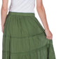 Sakkas Solid Embroidered Crochet Lace Trim Gypsy Bohemian Mid Length Cotton Skirt