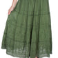 Sakkas Solid Embroidered Crochet Lace Trim Gypsy Bohemian Mid Length Cotton Skirt