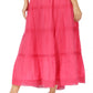 Sakkas Solid Embroidered Crochet Lace Trim Gypsy Bohemian Mid Length Cotton Skirt
