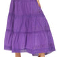 Sakkas Solid Embroidered Crochet Lace Trim Gypsy Bohemian Mid Length Cotton Skirt