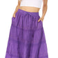 Sakkas Solid Embroidered Crochet Lace Trim Gypsy Bohemian Mid Length Cotton Skirt
