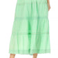Sakkas Solid Embroidered Crochet Lace Trim Gypsy Bohemian Mid Length Cotton Skirt