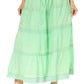 Sakkas Solid Embroidered Crochet Lace Trim Gypsy Bohemian Mid Length Cotton Skirt
