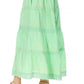 Sakkas Solid Embroidered Crochet Lace Trim Gypsy Bohemian Mid Length Cotton Skirt