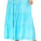 Sakkas Solid Embroidered Crochet Lace Trim Gypsy Bohemian Mid Length Cotton Skirt