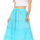 Sakkas Solid Embroidered Crochet Lace Trim Gypsy Bohemian Mid Length Cotton Skirt
