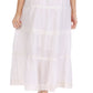 Sakkas Solid Embroidered Crochet Lace Trim Gypsy Bohemian Mid Length Cotton Skirt