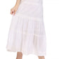 Sakkas Solid Embroidered Crochet Lace Trim Gypsy Bohemian Mid Length Cotton Skirt
