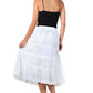 Sakkas Solid Embroidered Crochet Lace Trim Gypsy Bohemian Mid Length Cotton Skirt