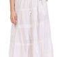 Sakkas Solid Embroidered Crochet Lace Trim Gypsy Bohemian Mid Length Cotton Skirt