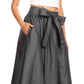 Sakkas Adisa Long Maxi Chambray Boho Casual Skirt with Elastic Waist
