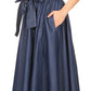 Sakkas Adisa Long Maxi Chambray Boho Casual Skirt with Elastic Waist