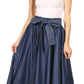 Sakkas Adisa Long Maxi Chambray Boho Casual Skirt with Elastic Waist