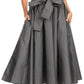 Sakkas Atieno Flared Circle Chambray  Boho Mid Skirt with Elastic Waist