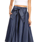 Sakkas Atieno Flared Circle Chambray  Boho Mid Skirt with Elastic Waist