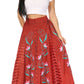 Women's Casual Boho Maxi Floral Long Elastic Waist Skirt with Slim Fit by Sakkas Sarita
