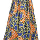 Sakkas Fawna Patterned Long Wax Print Adjustable Waist Skirt With Pockets