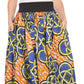 Sakkas Fawna Patterned Long Wax Print Adjustable Waist Skirt With Pockets