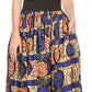 Sakkas Fawna Patterned Long Wax Print Adjustable Waist Skirt With Pockets