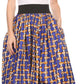Sakkas Fawna Patterned Long Wax Print Adjustable Waist Skirt With Pockets