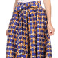 Sakkas Kelela Unique Designs Wax Print Adjustable Waist Long Tall Skirt