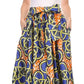 Sakkas Kelela Unique Designs Wax Print Adjustable Waist Long Tall Skirt