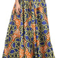 Sakkas Kelela Unique Designs Wax Print Adjustable Waist Long Tall Skirt