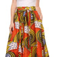 Sakkas Kelela Unique Designs Wax Print Adjustable Waist Long Tall Skirt