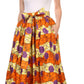 Sakkas Kelela Unique Designs Wax Print Adjustable Waist Long Tall Skirt
