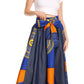Sakkas Monifa Long Maxi Skirt Colorful Ankara Wax Dutch African Skirt Gorgeous