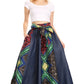 Sakkas Monifa Long Maxi Skirt Colorful Ankara Wax Dutch African Skirt Gorgeous