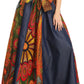 Sakkas Monifa Long Maxi Skirt Colorful Ankara Wax Dutch African Skirt Gorgeous