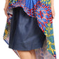 Sakkas Bahati Hi Low Mermaid African Ankara Dutch Wax Cotton Skirt Colorful