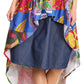Sakkas Bahati Hi Low Mermaid African Ankara Dutch Wax Cotton Skirt Colorful