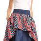 Sakkas Bahati Hi Low Mermaid African Ankara Dutch Wax Cotton Skirt Colorful