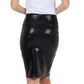 Sakkas Women's Shiny Metallic Liquid High Waist Pencil Skirt