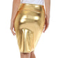 Sakkas Women's Shiny Metallic Liquid High Waist Pencil Skirt
